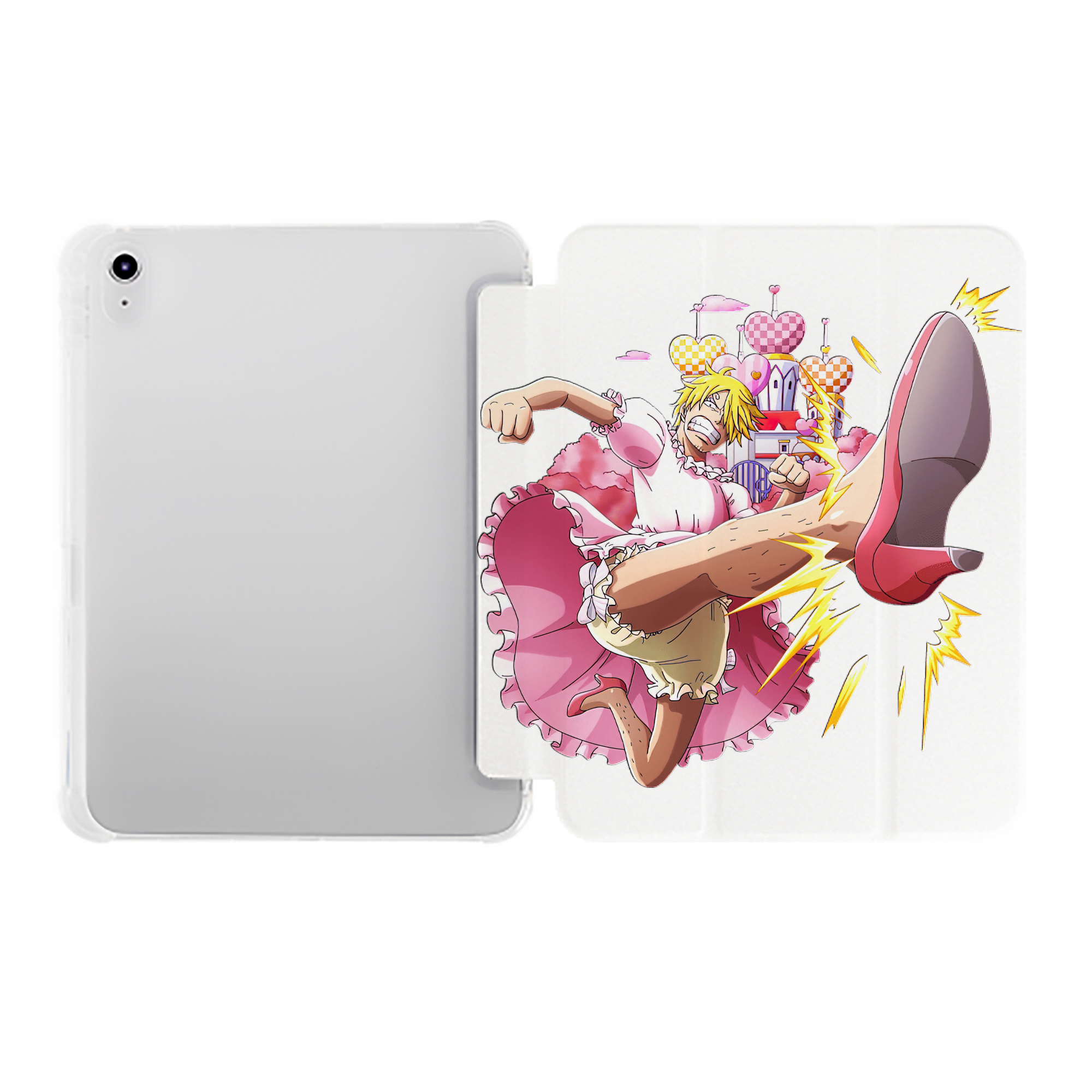 （画像用） ワンピース サンジ ONE PIECE Sanji IPad ケース ペン収納付き 三つ折りスタンド PUレザー×シリコン 対応機種9.5/10.5/10.9インチ